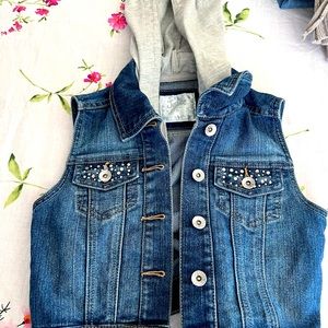 Justice, sleeveless denim hoodie, jacket vest